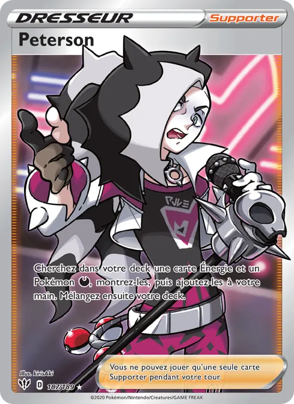Scan HD carte Pokémon Peterson 187/189 — Ténèbres Embrasées