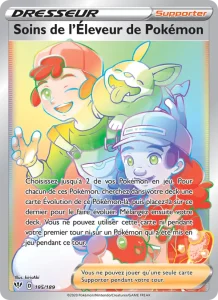 Carte Pokemon Soins de l'Éleveur de Pokémon 195/189 Ténèbres Embrasées