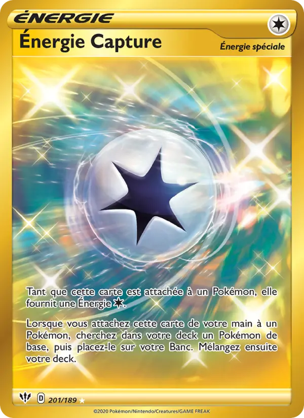 Scan HD carte Pokémon Énergie Capture 201/189 — Ténèbres Embrasées