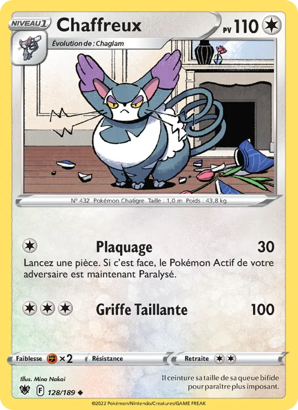 Scan HD carte Pokémon Chaffreux 128/189 — Astres Radieux
