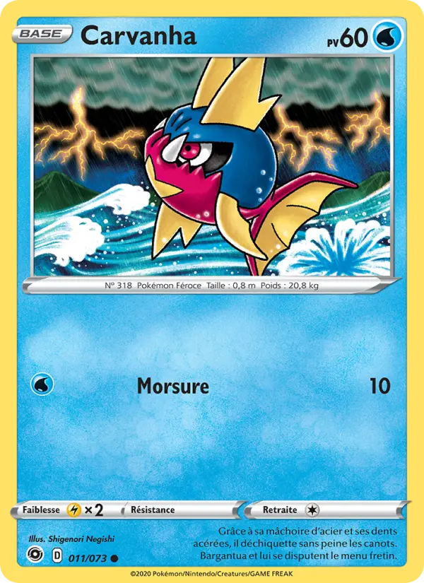 Scan HD carte Pokémon Carvanha 11/73 — La Voie du Maître