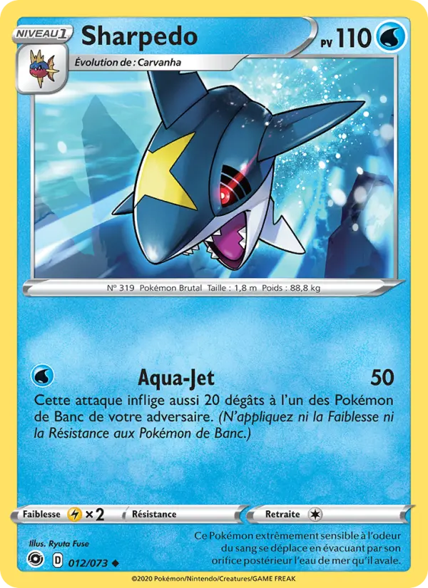 Scan HD carte Pokémon Sharpedo 12/73 — La Voie du Maître