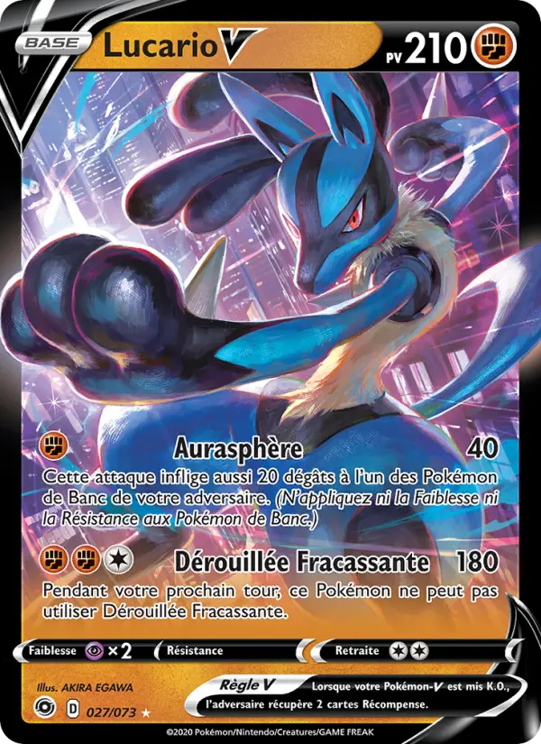 Scan HD carte Pokémon Lucario V 27/73 — La Voie du Maître
