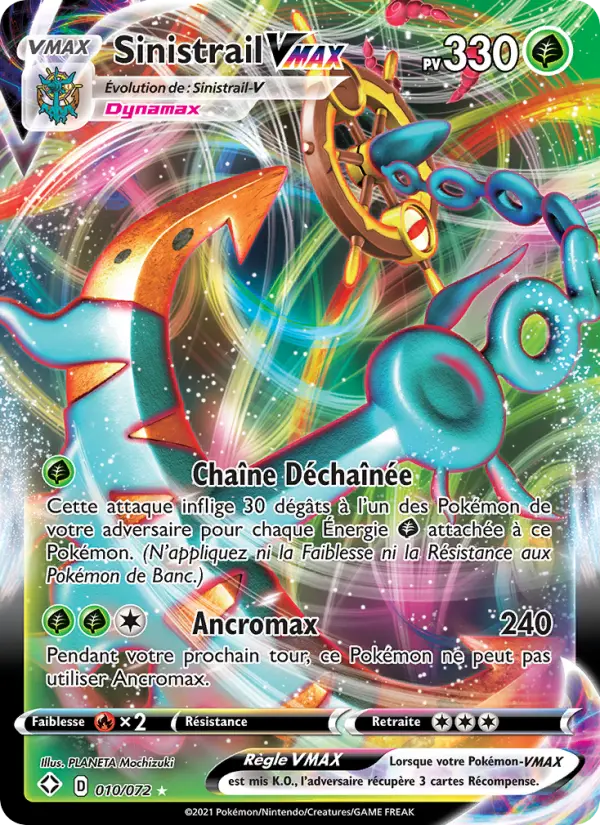 Scan HD carte Pokémon Sinistrail VMAX 10/72 — Destinées Radieuses