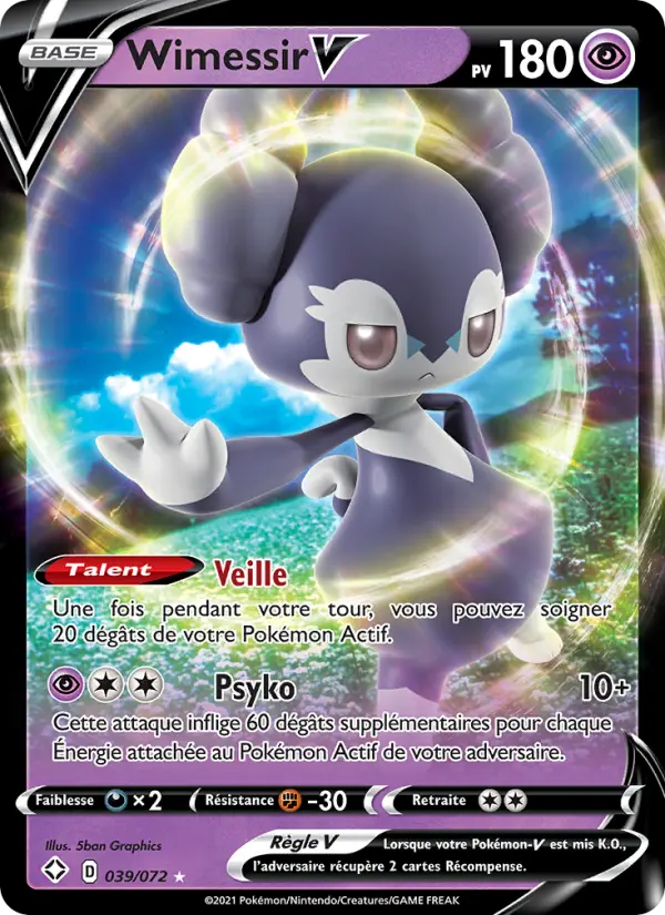 Scan HD carte Pokémon Wimessir V 39/72 — Destinées Radieuses