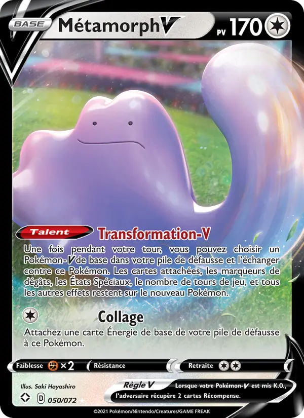 Scan HD carte Pokémon Métamorph V 50/72 — Destinées Radieuses