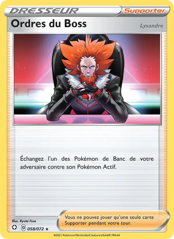 Scan HD carte Pokémon Ordres du Boss (Lysandre) 58/72 — Destinées Radieuses