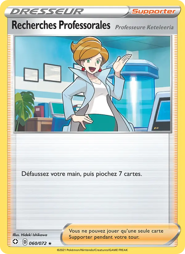 Scan HD carte Pokémon Recherches Professorales (Professeure Keteleeria) 60/72 — Destinées Radieuses