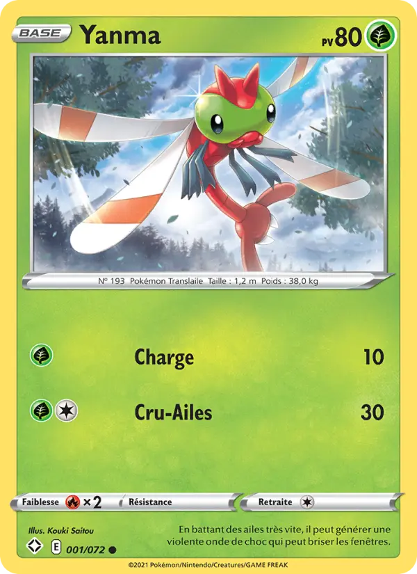 Scan HD carte Pokémon Yanma 1/72 — Destinées Radieuses