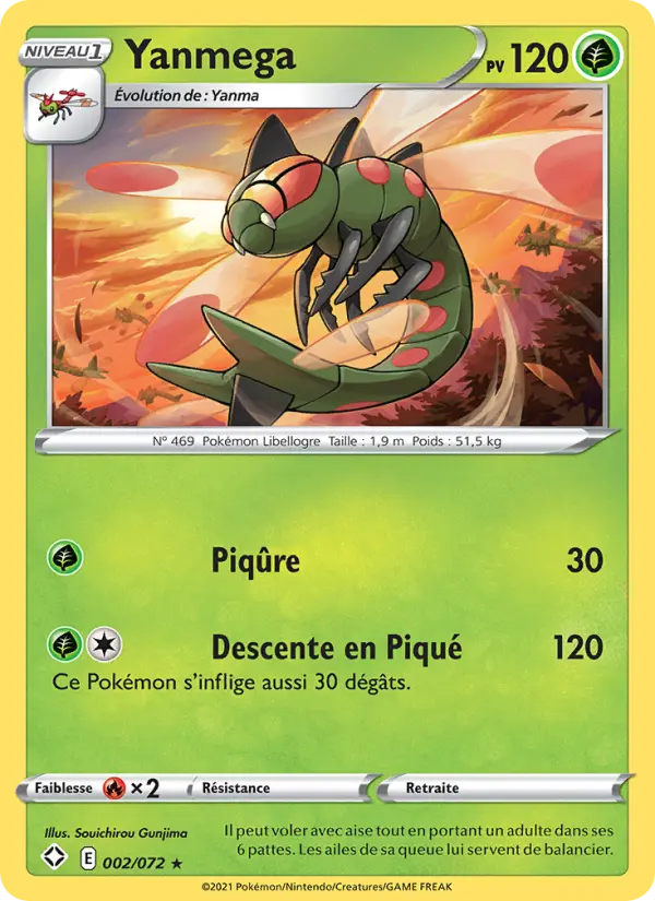 Scan HD carte Pokémon Yanmega 2/72 — Destinées Radieuses