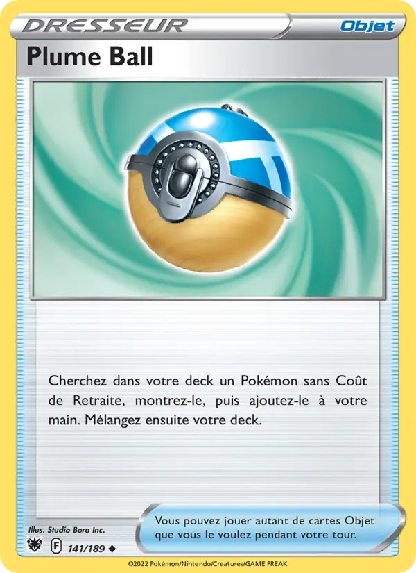 Scan HD carte Pokémon Plume Ball 141/189 — Astres Radieux