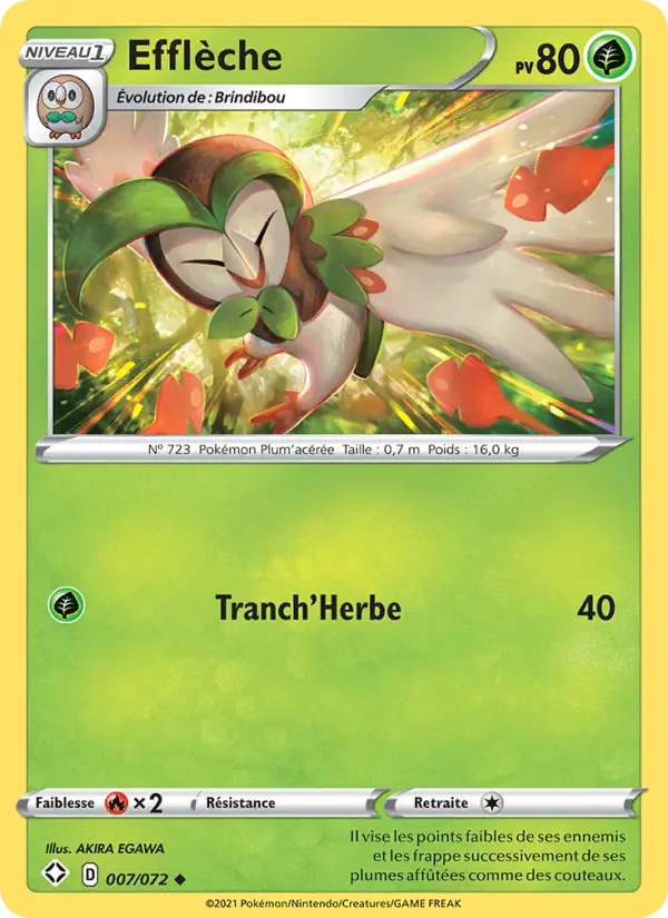 Scan HD carte Pokémon Efflèche 7/72 — Destinées Radieuses