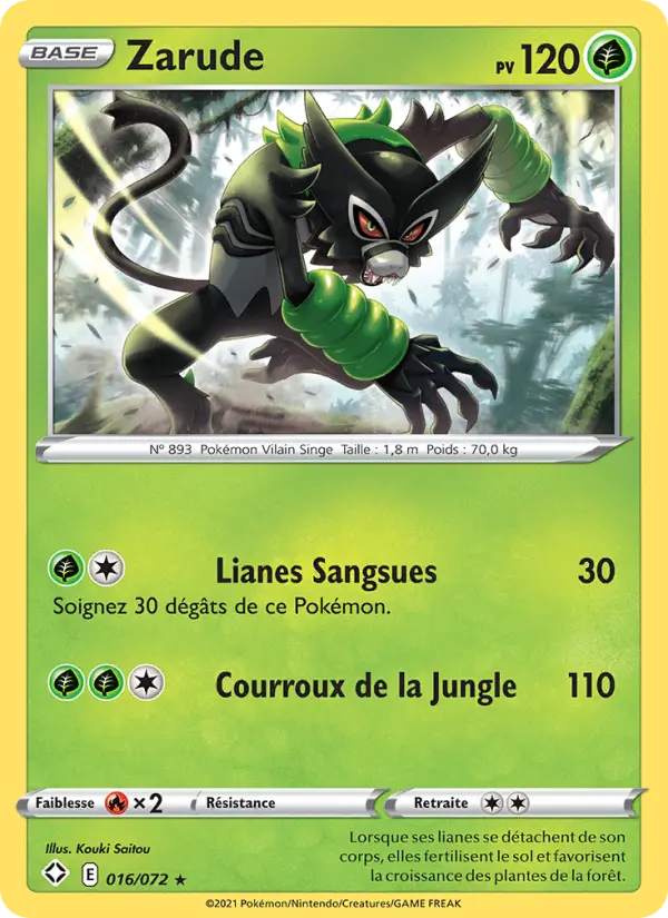 Scan HD carte Pokémon Zarude 16/72 — Destinées Radieuses