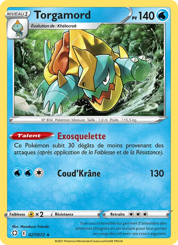 Scan HD carte Pokémon Torgamord 27/72 — Destinées Radieuses