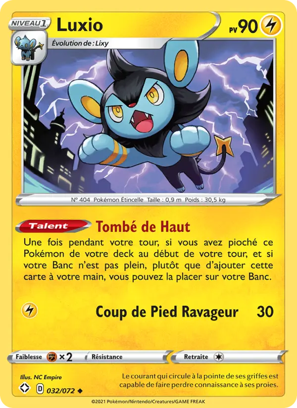 Scan HD carte Pokémon Luxio 32/72 — Destinées Radieuses