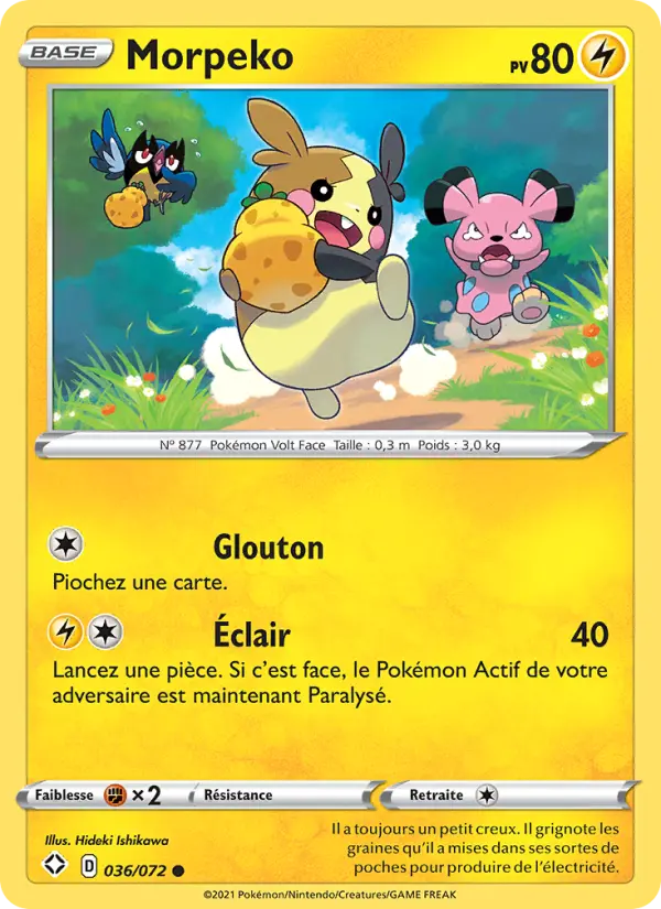 Scan HD carte Pokémon Morpeko 36/72 — Destinées Radieuses