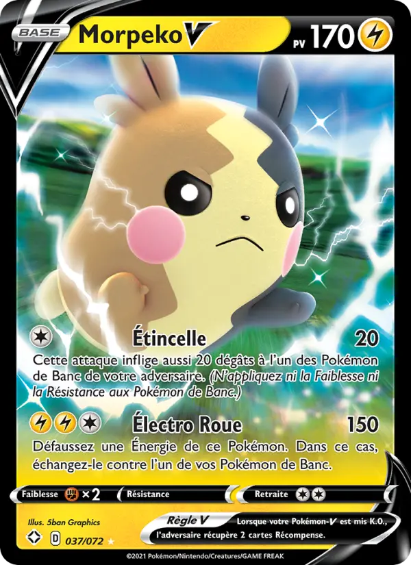 Scan HD carte Pokémon Morpeko V 37/72 — Destinées Radieuses