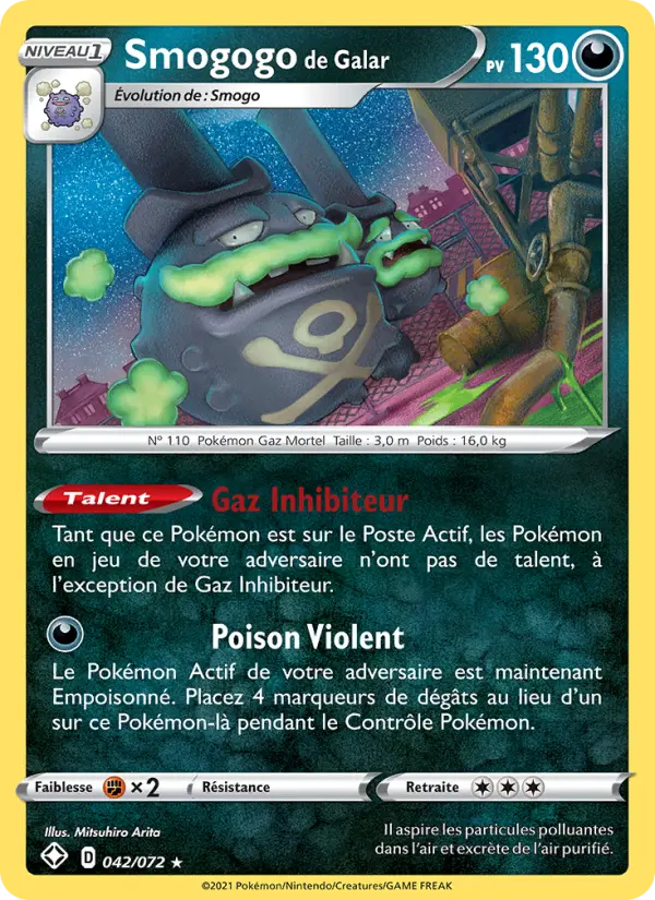 Scan HD carte Pokémon Smogogo de Galar 42/72 — Destinées Radieuses