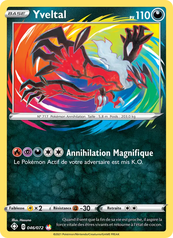 Scan HD carte Pokémon Yveltal 46/72 — Destinées Radieuses
