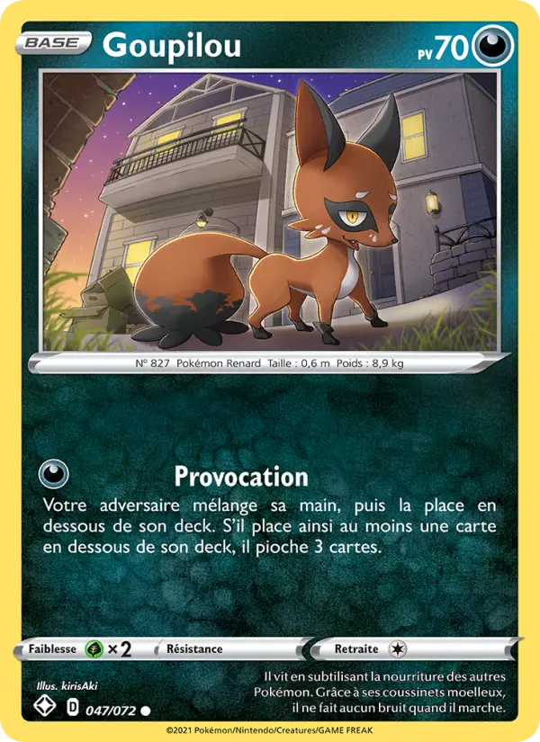 Scan HD carte Pokémon Goupilou 47/72 — Destinées Radieuses