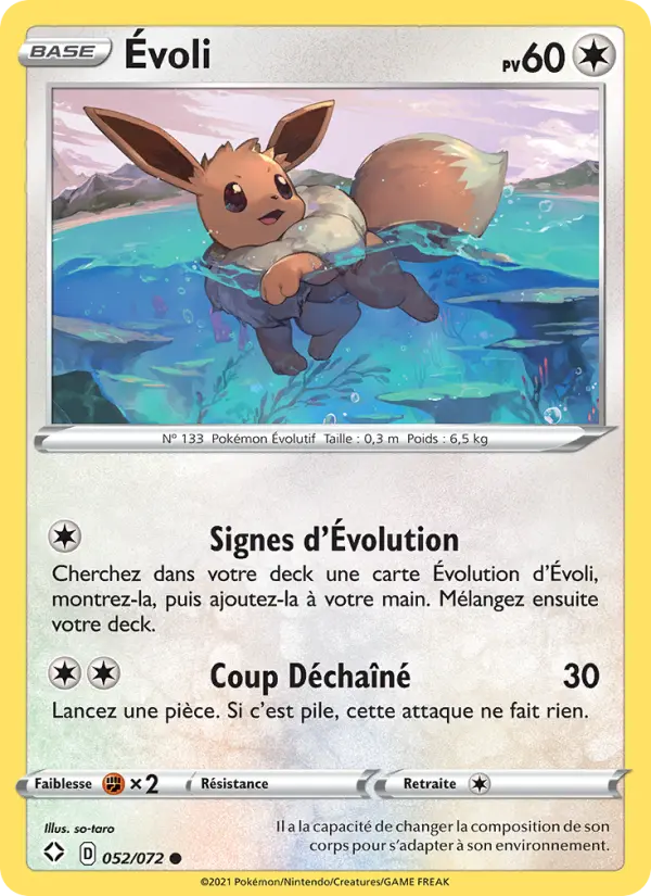 Scan HD carte Pokémon Évoli 52/72 — Destinées Radieuses