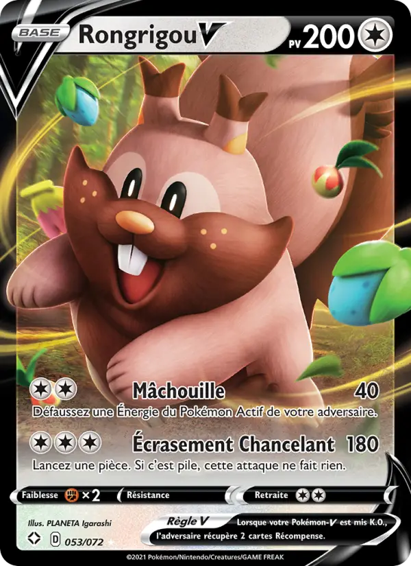 Scan HD carte Pokémon Rongrigou V 53/72 — Destinées Radieuses