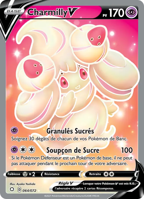 Scan HD carte Pokémon Charmilly V 64/72 — Destinées Radieuses