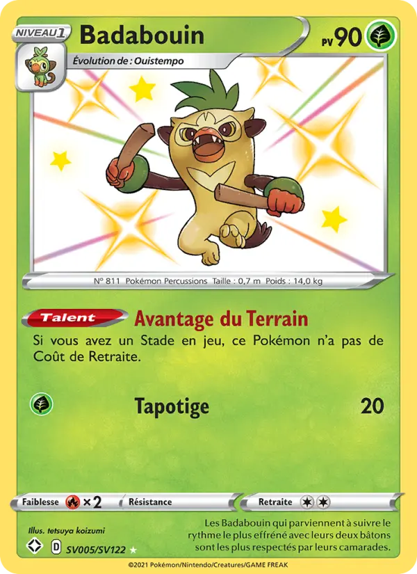 Scan HD carte Pokémon Badabouin SV005/72 — Destinées Radieuses