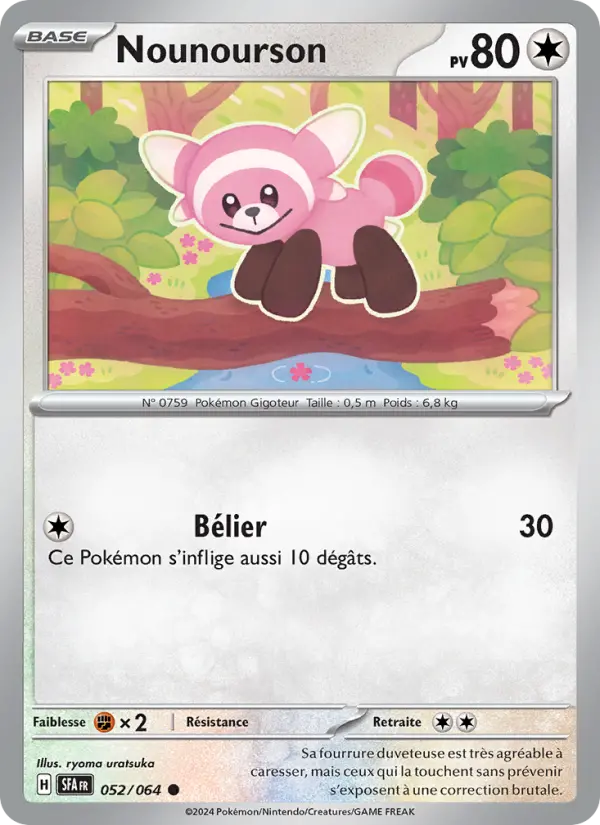 Scan HD carte Pokémon Nounourson 052/64 — Fable Nébuleuse