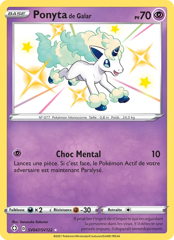 Scan HD carte Pokémon Ponyta de Galar SV047/72 — Destinées Radieuses