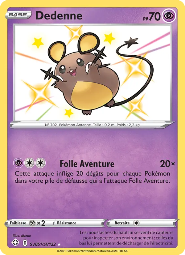 Scan HD carte Pokémon Dedenne SV051/72 — Destinées Radieuses