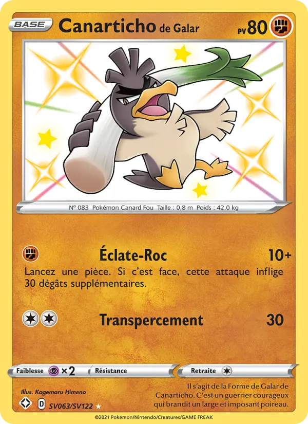 Scan HD carte Pokémon Canarticho de Galar SV063/72 — Destinées Radieuses