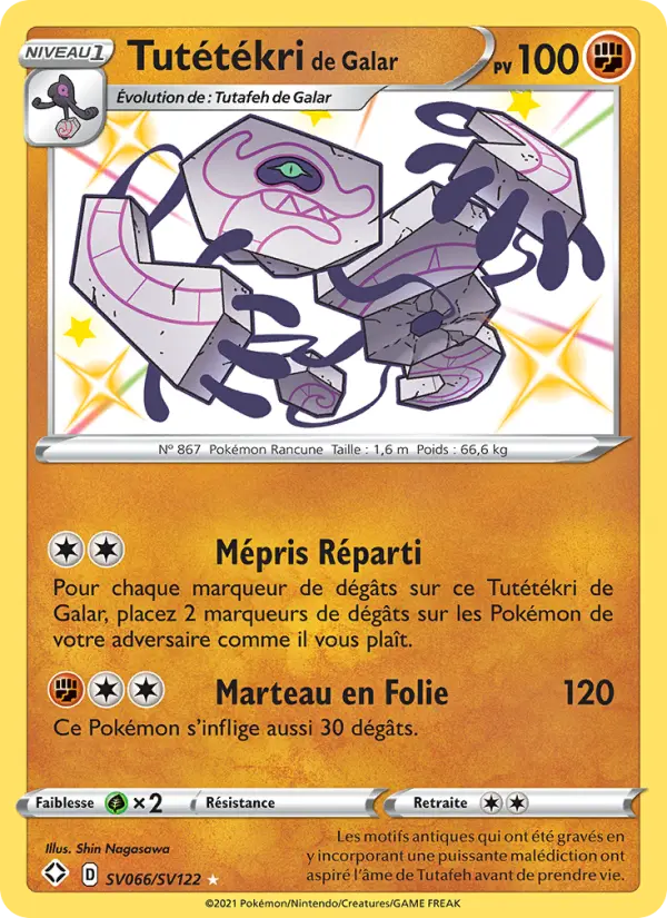 Scan HD carte Pokémon Tutétékri de Galar SV066/72 — Destinées Radieuses