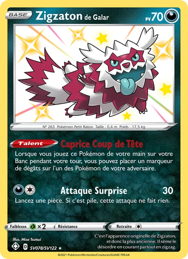 Scan HD carte Pokémon Zigzaton de Galar SV078/72 — Destinées Radieuses