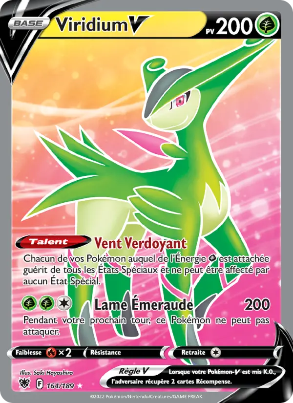 Scan HD carte Pokémon Viridium V 164/189 — Astres Radieux
