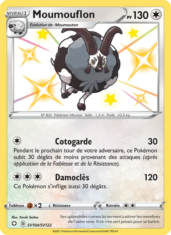Scan HD carte Pokémon Moumouflon SV104/72 — Destinées Radieuses