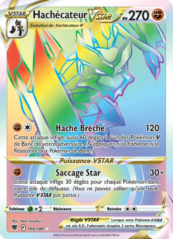 Scan HD carte Pokémon Hachécateur VSTAR 196/189 — Astres Radieux