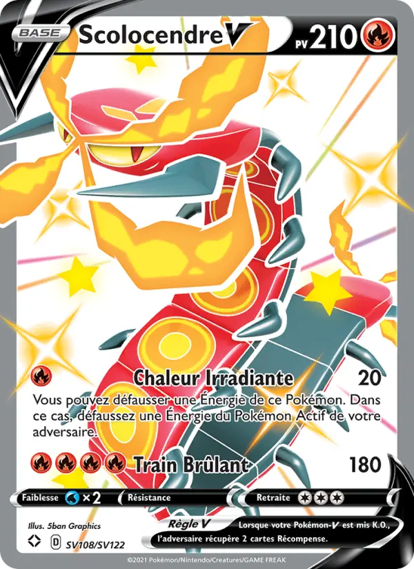 Scan HD carte Pokémon Scolocendre V SV108/72 — Destinées Radieuses