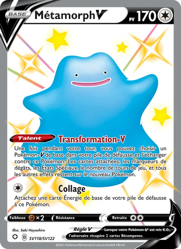 Scan HD carte Pokémon Métamorph V SV118/72 — Destinées Radieuses