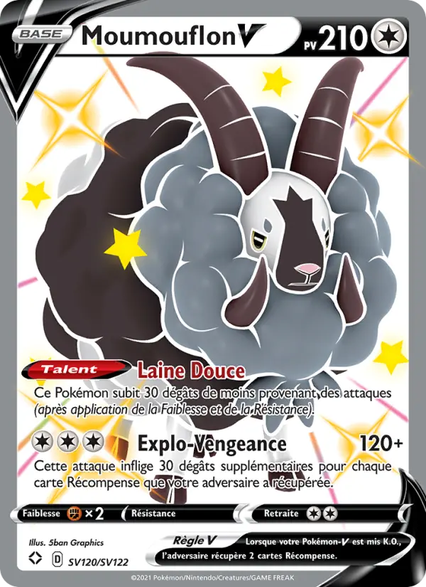 Scan HD carte Pokémon Moumouflon V SV120/72 — Destinées Radieuses