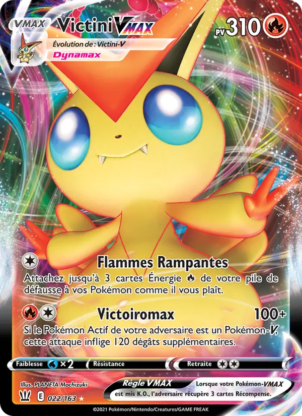 Scan HD carte Pokémon Victini VMAX 22/163 — Styles de combat