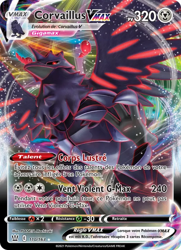 Scan HD carte Pokémon Corvaillus VMAX 110/163 — Styles de combat