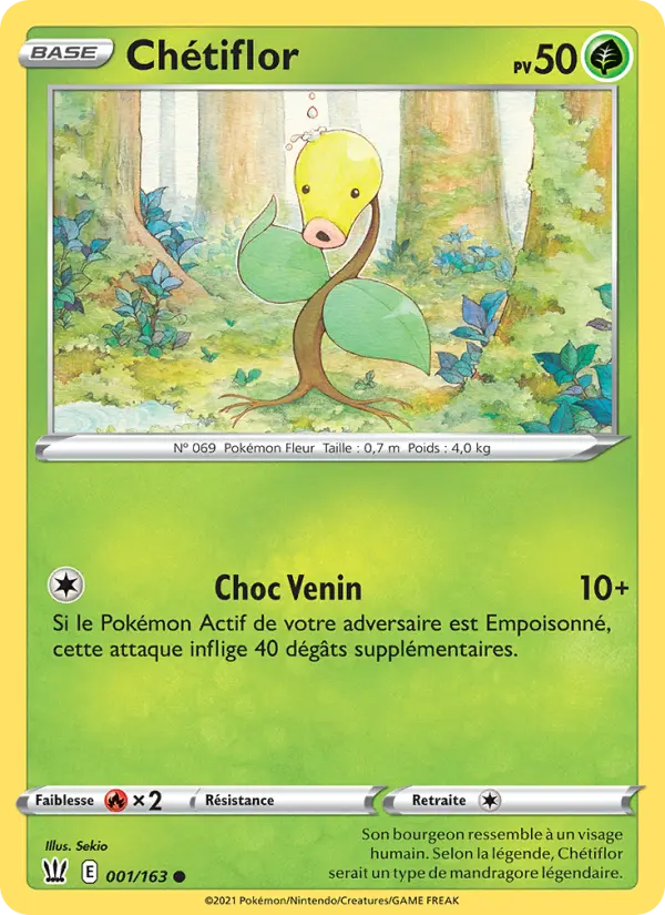 Scan HD carte Pokémon Chétiflor 1/163 — Styles de combat
