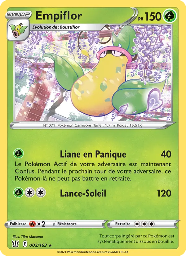 Scan HD carte Pokémon Empiflor 3/163 — Styles de combat