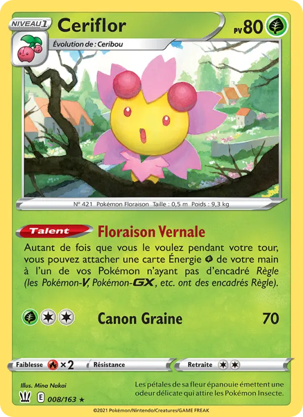 Scan HD carte Pokémon Ceriflor 8/163 — Styles de combat