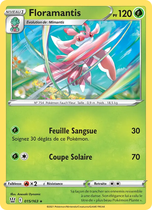 Scan HD carte Pokémon Floramantis 15/163 — Styles de combat