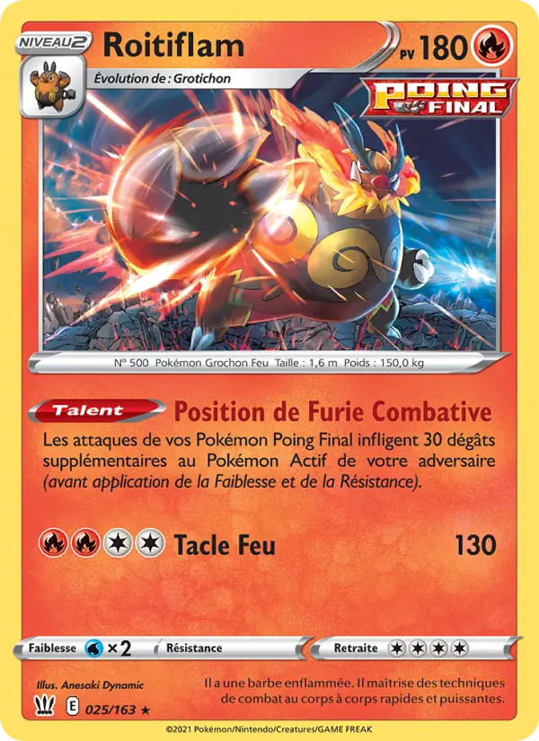 Scan HD carte Pokémon Roitiflam 25/163 — Styles de combat