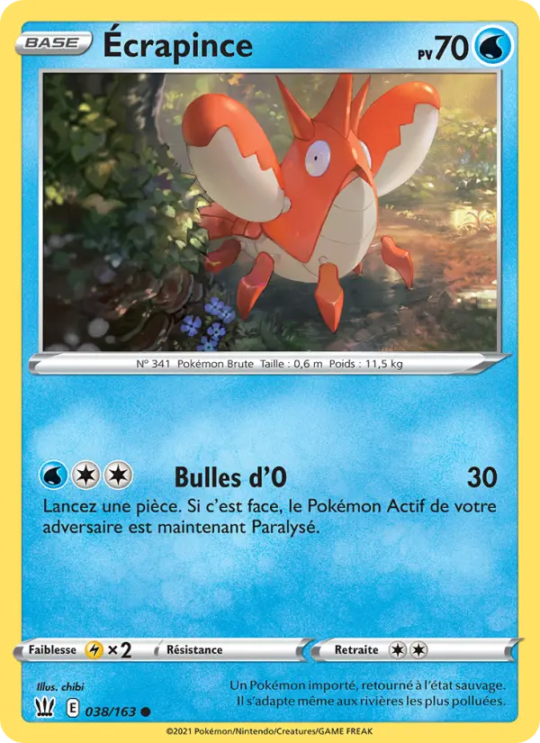 Scan HD carte Pokémon Écrapince 38/163 — Styles de combat