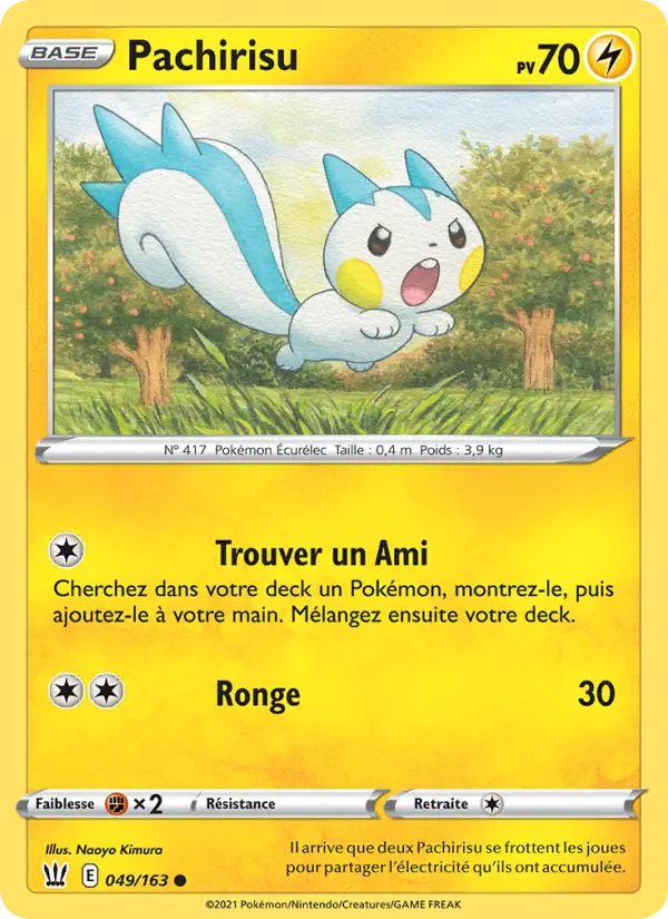 Scan HD carte Pokémon Pachirisu 49/163 — Styles de combat