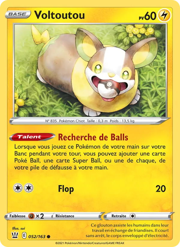 Scan HD carte Pokémon Voltoutou 52/163 — Styles de combat